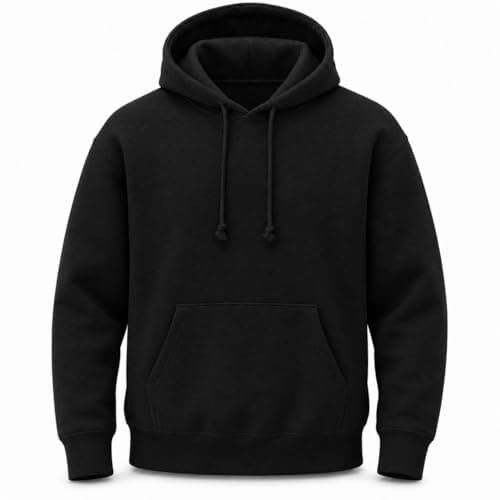 Image of Mellor Design Plain Pullover Hoodie Hooded Top Unisex Mens Ladies Hooded Sweatshirts Black, M