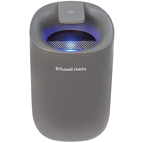 Image of Russell Hobbs RHDH1061G 300ml/day, Grey Dehumidifier with Auto Defrost for Home, Kitchen, Basement, Garage, Caravan, Bathroom, Lightweight, 15m2 Room Size, LED Lighting