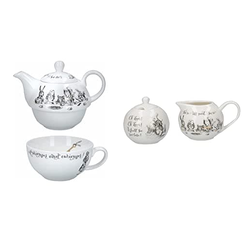 Image of Creative Tops V&A Alice in Wonderland Teapot, Cup, Milk Jug & Sugar Bowl Gift Set, Fine China