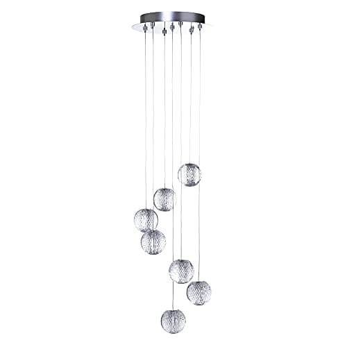 Image of LITECRAFT Visconte Tutti Ceiling Pendant Cut Glass Ball Cluster Integrated LED 7 Light - Polished Chrome