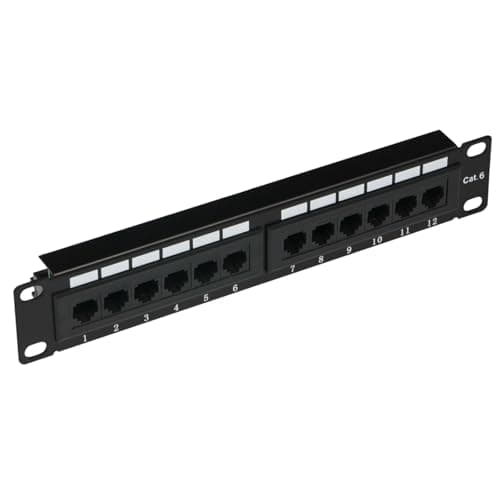 Image of 12 Port Cat6 Patch Panel 1U, 10 Inch Rack Mount Network Patch Panel with Numbered Ports for 10" Server Rack and Network Cabinet, Gigabit Ethernet RJ45 Cable Management