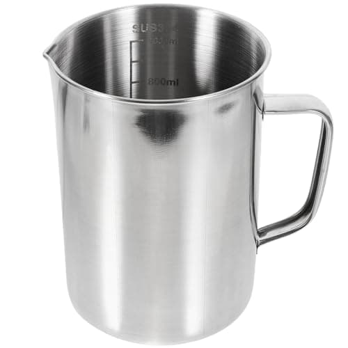Image of IMIKEYA Stainless Steel Measuring Jug 1000ml Laboratory Beaker with Handle Metal Measuring Cup Including Scale Unbreakable Kettle for Wax Melting, Latte, Coffee, Milk Dishwasher Safe