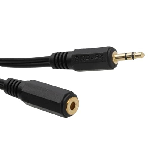Image of kenable 3.5mm Stereo Jack to Socket Headphone Extension Cable Gold Plated Connectors Audio Lead Black 0.5m/50cm