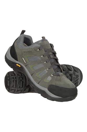 Image of Mountain Warehouse Field Mens Waterproof Wide Fit Shoes - Lightweight, Quick-Dry Sneakers with Suede & Mesh Upper - for Spring Summer, Walking & Wet Weather Grey Adult Shoe Size 7