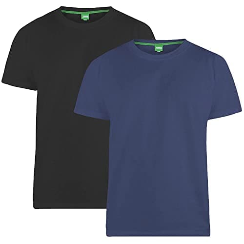 Image of D555 (KS16894 Mens Pack of 2 Crew Neck T-Shirt in Black/Navy 7XL