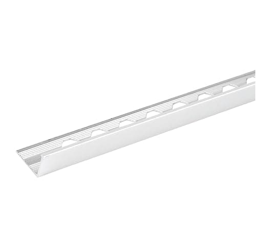 Image of Tile Trim Edge 5 Pack – 2.5m Aluminium Straight Square Edge Tile Trims – 8mm, 10mm, 12mm – Multiple Colours – Bathroom & Kitchen Wall Edging (Bright Silver, 10mm)