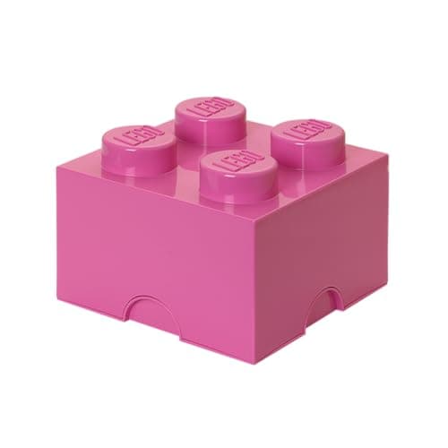 Image of LEGO Storage Brick 4 Knobs Bright Purple - Stackable Plastic Storage Box with Lid for Kids and Adults Ideal Desk Organizer and Toy Box - 5.6L Capacity