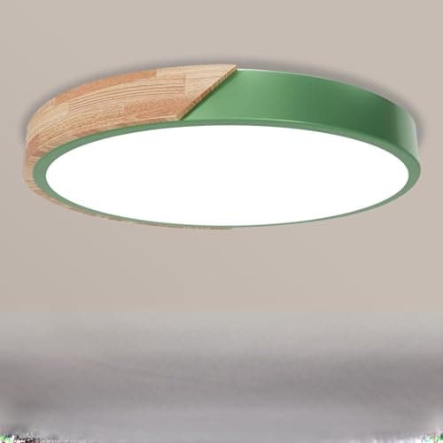 Image of Rravdst LED Ceiling Light Panel - 40W 4000LM, 3000K-4000K-6000K 3 Color Temperature, IP54 Waterproof Round LED Flush Mount Ceiling Light for Bedroom, Bathroom, Kitchen, Hallway, Ø40CM Green