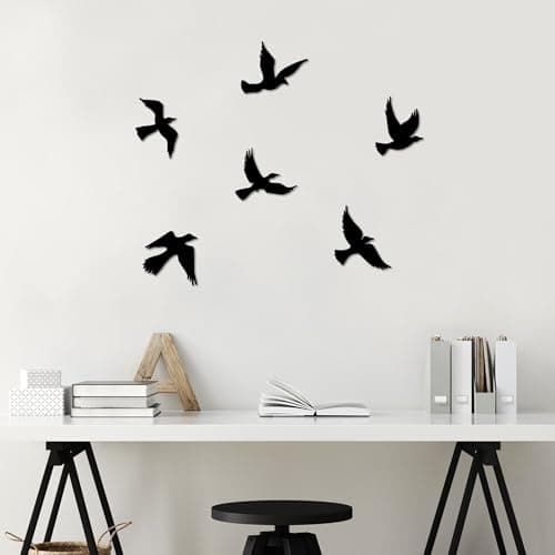 Image of Elegant Black Decorative Metal Wall Accessory Set (6 Pieces), 100% Metal, 1.5 mm Thick, Perfect for Home Decor, Easy Wall Hanging, Stylish Design