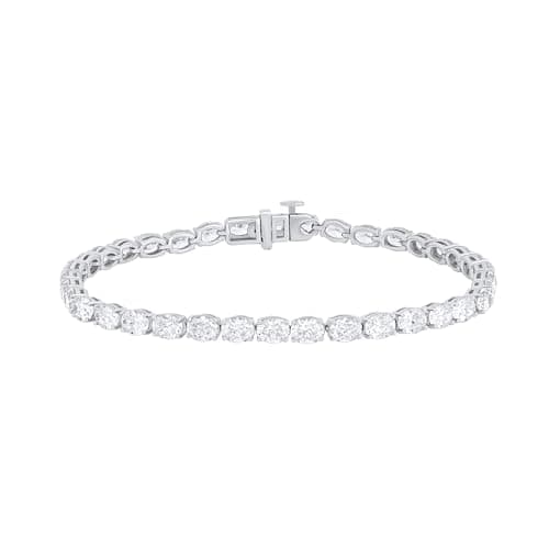 Image of PURE CUT LONDON 6.65 Ct Oval Cut IGI Certified Lab Grown Diamond Tennis Womens Bracelet 6.5" inch Solid 14K White Gold Perfect For Gift (F-G Color, VS Clarity)