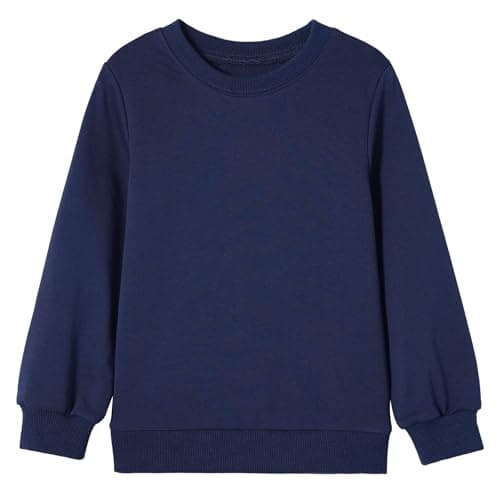 Image of Csbks Boys Girls Sweater Pullover Crew-Neck Long Sleeve Cotton Tops Navy Blue 100