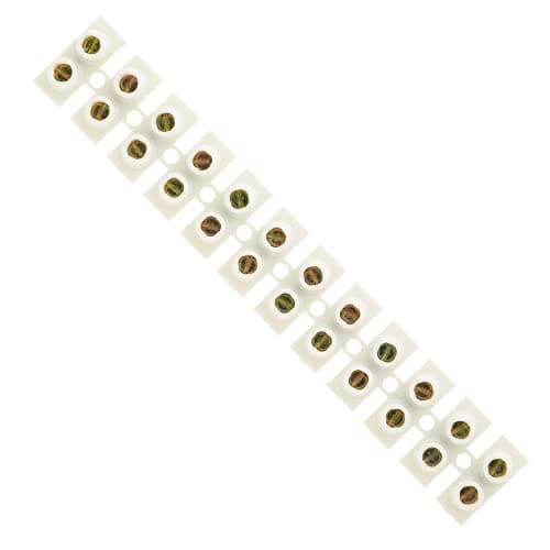 Image of 15A Amp Terminal Block, 12 Way Electrical Terminals, White Nylon Electrical Connector Strips, Chocolate Chock Blocks for Wire Connecting/Joining Cables, Dual Row 12 Piece Position Wire