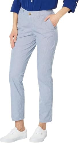 Image of Tommy Hilfiger Women's Hampton Chino Pant-Stripe Underpants, Blue/White, 12