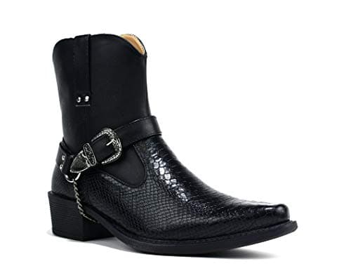 Image of Cuban Heel Smart Chain Buckle New Men Boot UK Size 6-12 (EU 44, Black)