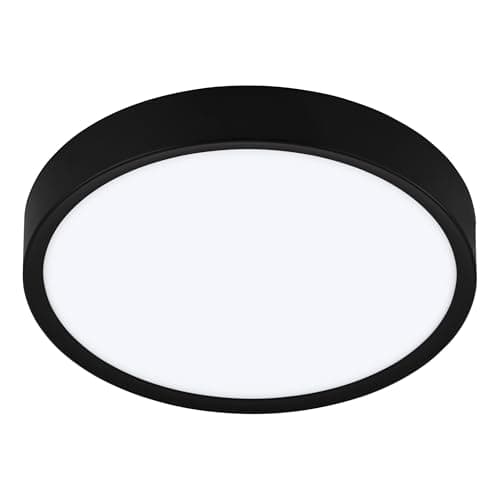 Image of EGLO Musurita LED Ceiling Light 1 Bulb Ceiling Light Living Room Lamp Kitchen Lamp Steel and Plastic Hallway Lamp Ceiling in Black White Diameter 34 cm