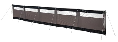 Image of Maypole 5 Panel Steel Poled Windbreak Privacy Screen With PVC Windows, 8m Width