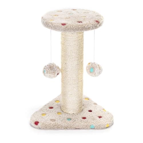 Image of Nobleza Cat Scratching Post Small Cat Activity Center Kitty Climbing Tree with sisal Kitten Play Tower with Hanging Toys, Brown