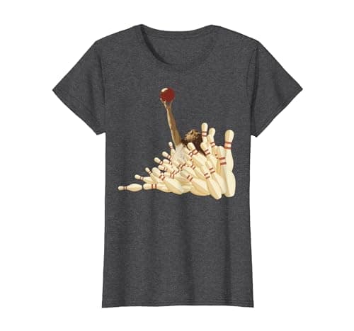 Image of The Big Lebowski Bowling Pins Portrait T-Shirt, Women, Dark Heather Grey, 3X-Large