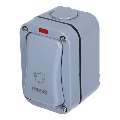 Image of HYTROVE Waterproof Outdoor Push Button Doorbell Switch with Indicator Light, Abs Rectangular Surface Mounted Access Control for Courtyard and Construction Sites, Sturdy and Robust Material