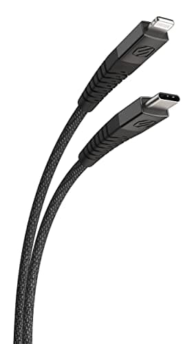 Image of Scosche HDCI4B4SG-SP Strikeline Heavy-Duty MFi Certified Premium Charge & Sync Braided Cable for Lightning and USB-C Devices 4-ft. Space Gray/Black