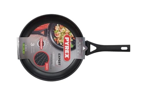 Image of Pyrex Expert Touch Stainless Steel Wok Pan with Plastic Handle 28cm Black (Pack of 2)