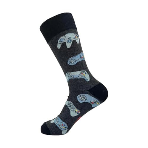 Image of ECO CHIC Mens Bamboo Socks Breathable Hot and Cold Weather UK 6-11 Single Pair (Gaming Controllers Dark Grey)