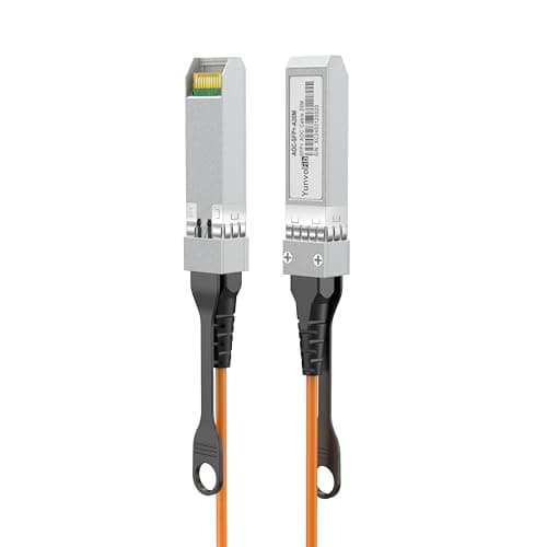 Image of YunvoFib 10G SFP+ to SFP+ Active Optical Fiber Cable Direct Attach Copper with Multi-Mode Fiber Cable for Cisco,MikroTik,Ubiquiti...Etc Switch(AOC 20Meters)