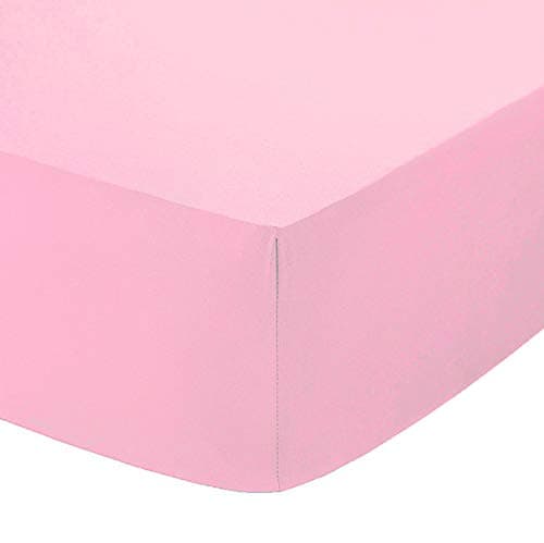 Image of 16"(40cm) Extra Deep Fitted Sheet Double Size Pink 100% Cotton 200 Thread Count Fitted Sheet (Double, Pink)