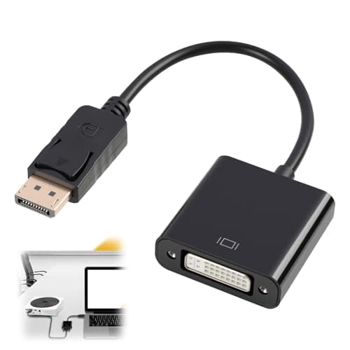 Image of High-Performance DisplayPort to DVI Adapter (Male to Female), Compact Gold-Plated DP to DVI Converter for Laptop, Desktop, Projector, and HDTV, Supports 1080p Full HD, One-Way Signal Conversion