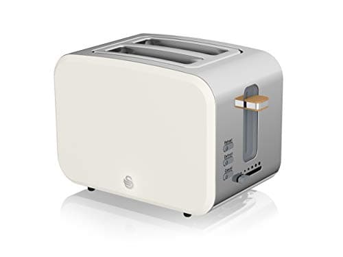 Image of Swan ST14610WHTN Nordic 2 Slice Toaster with 6 Browning Levels, Defrost/Reheat/Cancel, Removable Crumb Tray, Cord Storage, 900W, White