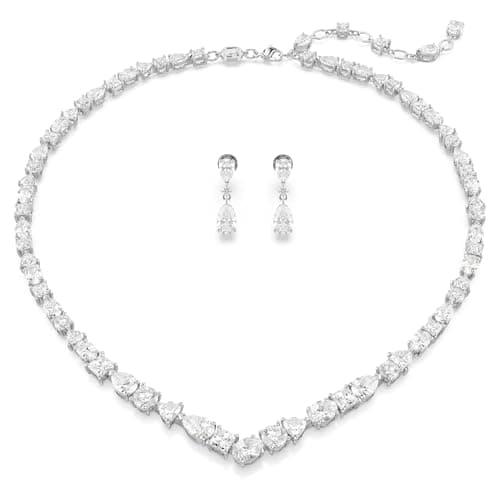 Image of Swarovski Mesmera Necklace and Earring Set, White Crystals in a Rhodium Plated Setting, from the Mesmera Collection