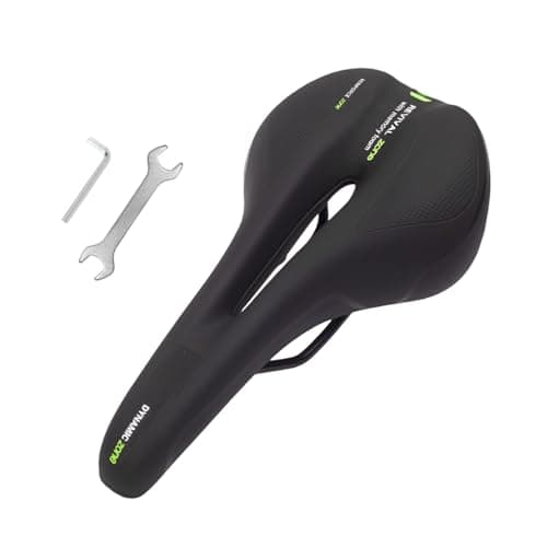 Image of Yunova Bike Seat for Men and Women - Comfortable Bicycle Saddle with Triple Shock Absorption, Waterproof PU Leather, Ergonomic Wide Design, Reflective Strip for Road and Mountain Bikes