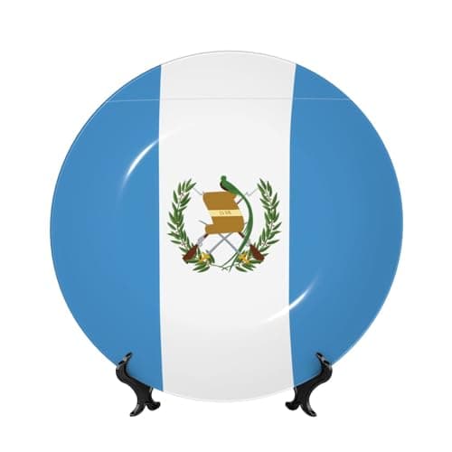 Image of ZQYTGFDC Flag of Guatemala 8in Decorative Plates Made of fine Porcelain, with the Option of Custom Printing.