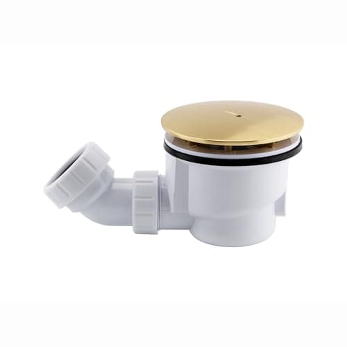 Image of ENKI, W77, Shower Waste Fast Flow, Shower Tray Waste, 90mm, Easy Clean, Brushed Brass, 1 Year Guarantee