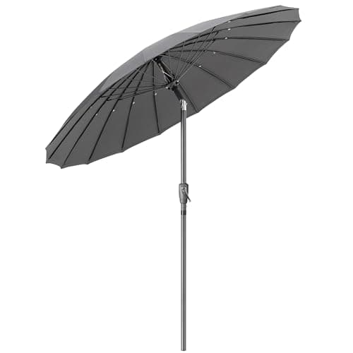 Image of CHRISTOW Shanghai Parasol Garden Umbrella Adjustable Tilting Sun Shade with UV Protection and Crank 2m (Grey)