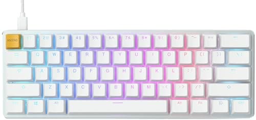 Image of GLORIOUS Gaming GMMK Compact (60%) - Mechanical Gaming Keyboard, Gateron Brown Switches (Tactile), Doubleshot Caps, Per Key RGB, Customisable, Full NKRO, 60% Keyboard, American QWERTY Layout - White
