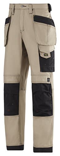 Image of Snickers Canvas+ Trousers (Kneepad Trousers & Holster Pockets) 3214 (Reg 54 (W38 L32), Khaki/Black 2004)