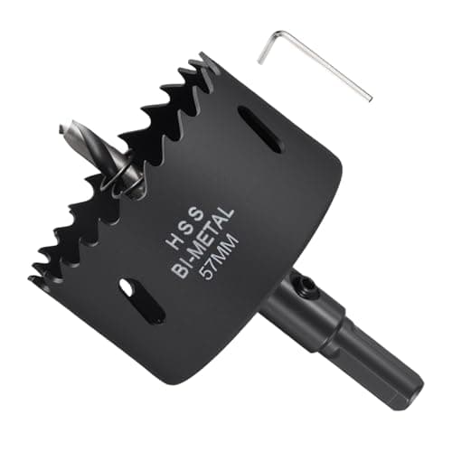 Image of METALLIXITY Bi-Metal Hole Saw 2-1/4", M42 HSS Circular Head 57mm Hole Cutter with Center Drill Bit - for Thick Stainless Steel Hard Steel Sheet, Black