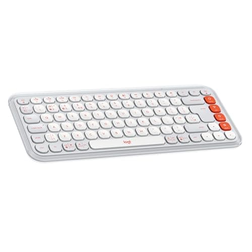 Image of Logitech POP ICON KEYS Wireless Bluetooth Keyboard, Comfortable Typing, Programmable Keys, Easy-Switch Between up to 3 Devices, for Laptop, Tablet, PC, QWERTY UK English Layout – White