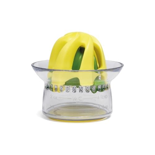 Image of Chef'n Juicester Jr. 2 in 1 Citrus Juicer with Measuring Cup for Fresh Fruit Juice, Smoothies, Cooking & Baking, Yellow, 9 x 8 cm