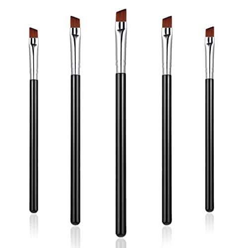 Image of WLLHYF 5Pcs Angled Eyeliner Brush, Fine Slanted Flat Angle Eye Liner Eyebrow Brush Eye Makeup Brush Soft Fibers Synthetic Bristles Eye Makeup Tool