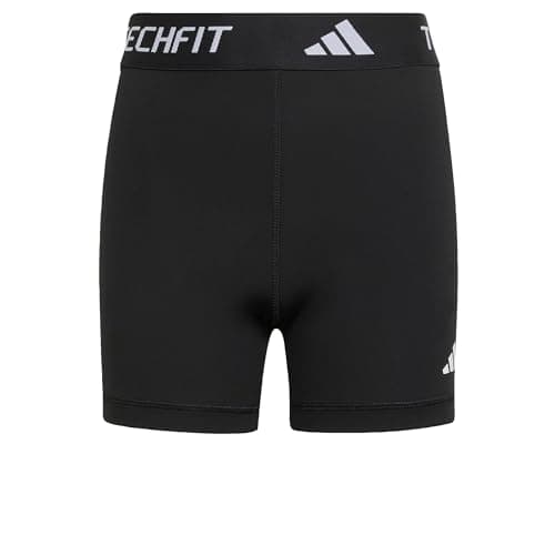 Image of adidas Girl's Techfit Short Leggings Tights, black/white, 11-12 Years
