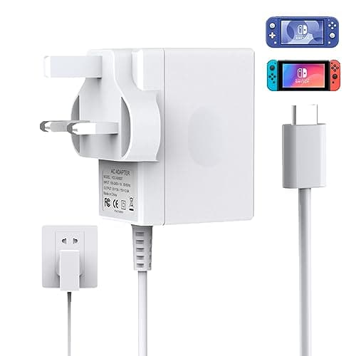 Image of Charger for Switch/Switch OLED/Switch Lite, 2.5 Hours 15V/2.6A Fast Charging AC Adapter 5FT Type-C Cable Power Supply for Switch/Switch Lite/Switch Dock- Support TV Mode(White)