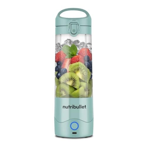 Image of nutribullet Portable Blender in Light Blue - Powerful Extractor Blade, 475ml Cup, To-Go Lid, USB-C Charging Cable & User Guide - Delivers 15+ Blending Cycles - Healthy Shakes On The Move