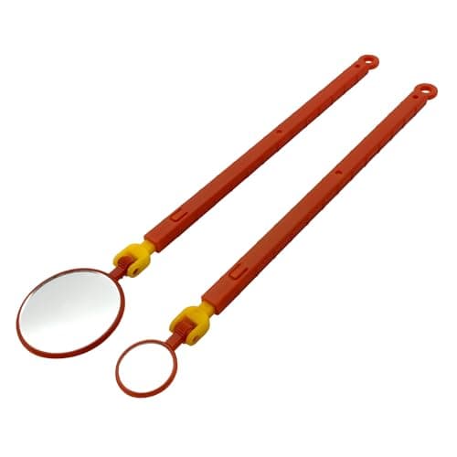 Image of ZKTOOL 2pcs 1000V Insulated Inspection Mirror Set, Telescopic Inspection Mirrors for Hybrid and Electric Vehicles, Portable Round 180 Degree Rotating Inspection Mirror (20MM and 40MM)