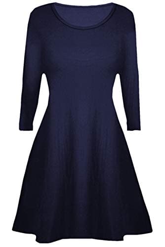 Image of Girls Plain Long Sleeves Flare Franki A Line Mini Skater Swing Dress Top Kid Colour: Navy Blue - Size: 5-6 Years