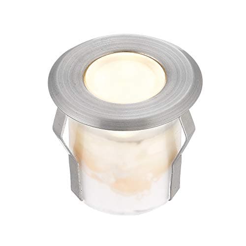 Image of National Lighting Cove Round LED Outdoor Garden Walkway Decking Ground Marine Grade Stainless Steel Light Warm White 3000K Uplighter IP67 Rated - Ideal for Coastal Areas