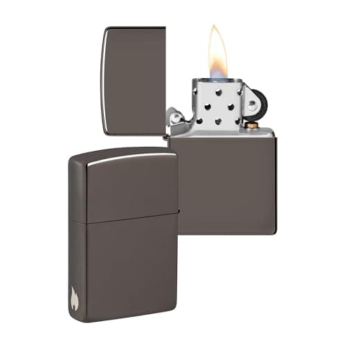 Image of Zippo Windproof Lighter - Flame Design - Black Ice - Refillable - Reusable - Windproof - Gift Box - Metal - Made in USA - Amazon Exclusive