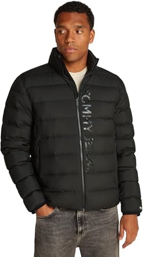Image of Tommy Jeans Men’s Printed Lightweight Down Jacket, Black (Black), XXL