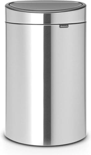Image of Brabantia Touch Bin New Recycle - 10L + 23L Inner Buckets (Matt Steel Fingerprint Proof) Flat-Backed Waste/Recycling Kitchen Bin with Removable Sorting Compartments